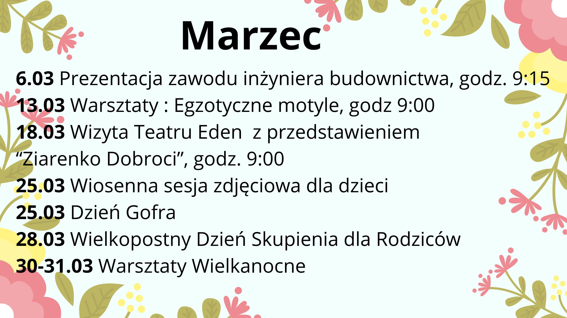 WYDARZENIA MARZEC 2026