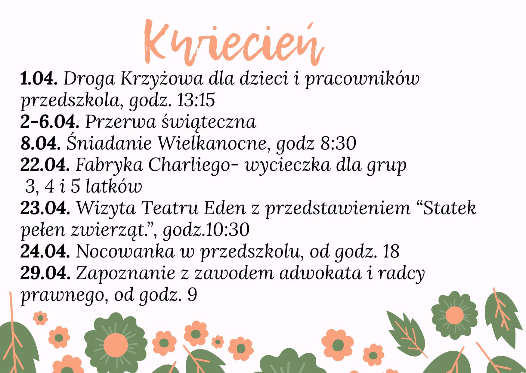 WYDARZENIA KWIECIEŃ 2026