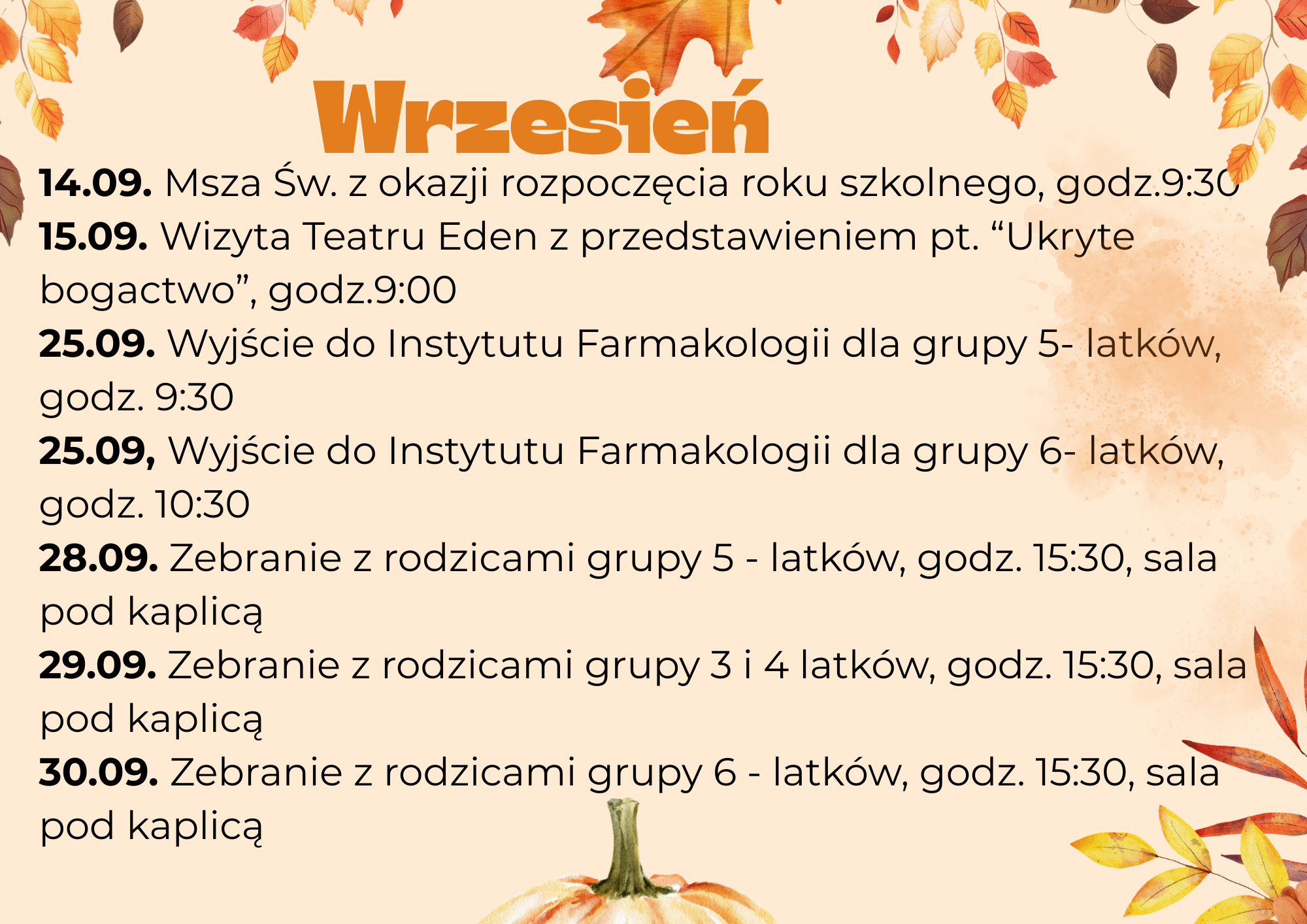 WYDARZENIA WRZESIEŃ 2026